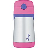 THERMOS FOOGO Vacuum Insulated Stainless Steel 10-Ounce Straw Bottle, Pink/Purple